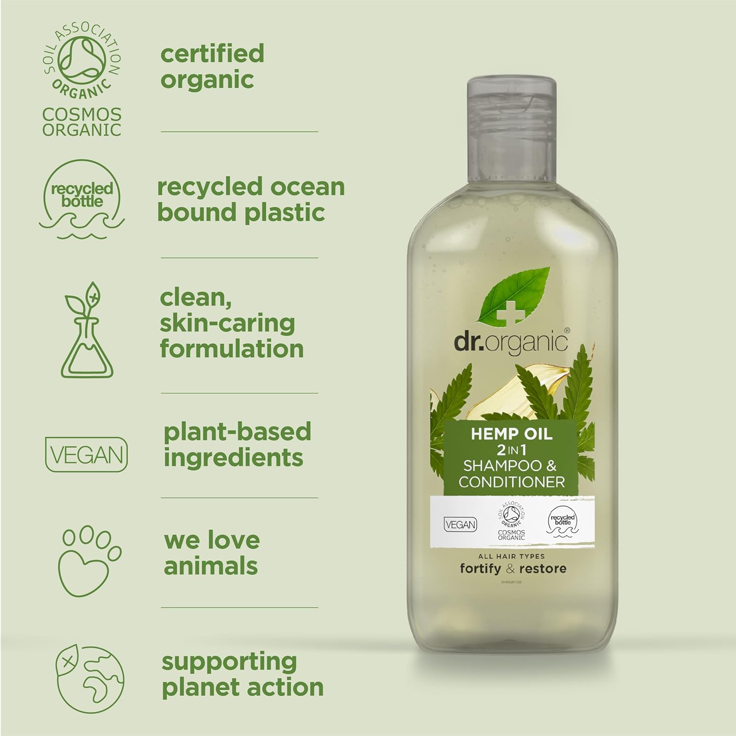 Dr Organic Bioactive Haircare Hemp Oil 2 In 1 Shampoo And Conditioner 265ml