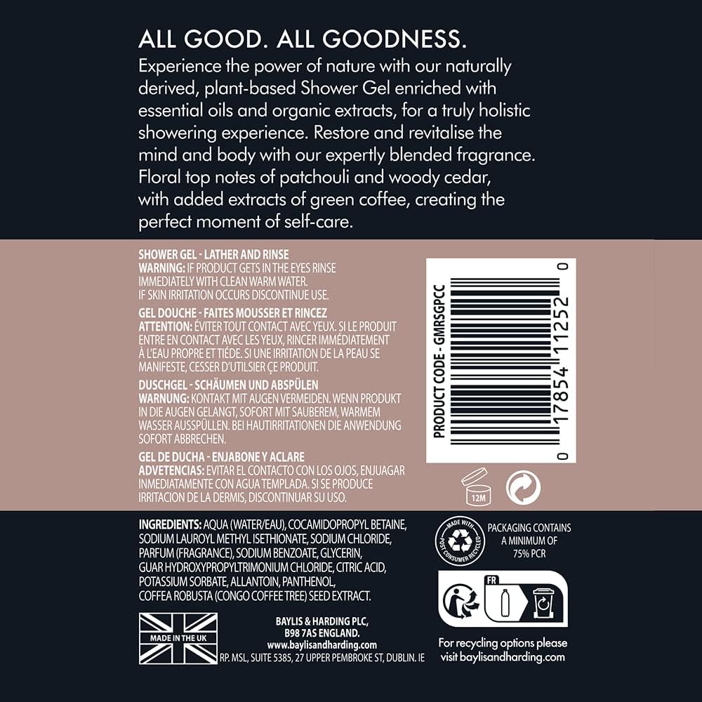 Baylis & Harding Goodness Men Patchouli Cedar & Cypress Natural Shower Gel 500ml