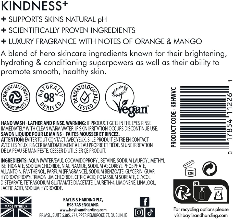 Baylis And Harding Kindness Vitamin C Niacinamide Hand Wash 500ml