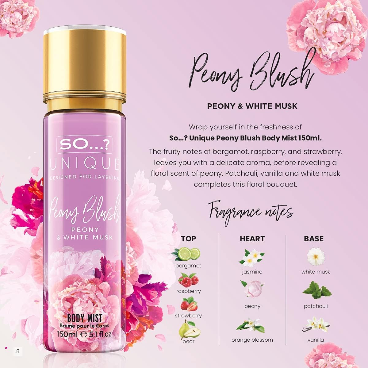 So Unique Peony Blush Body Mist 150ml