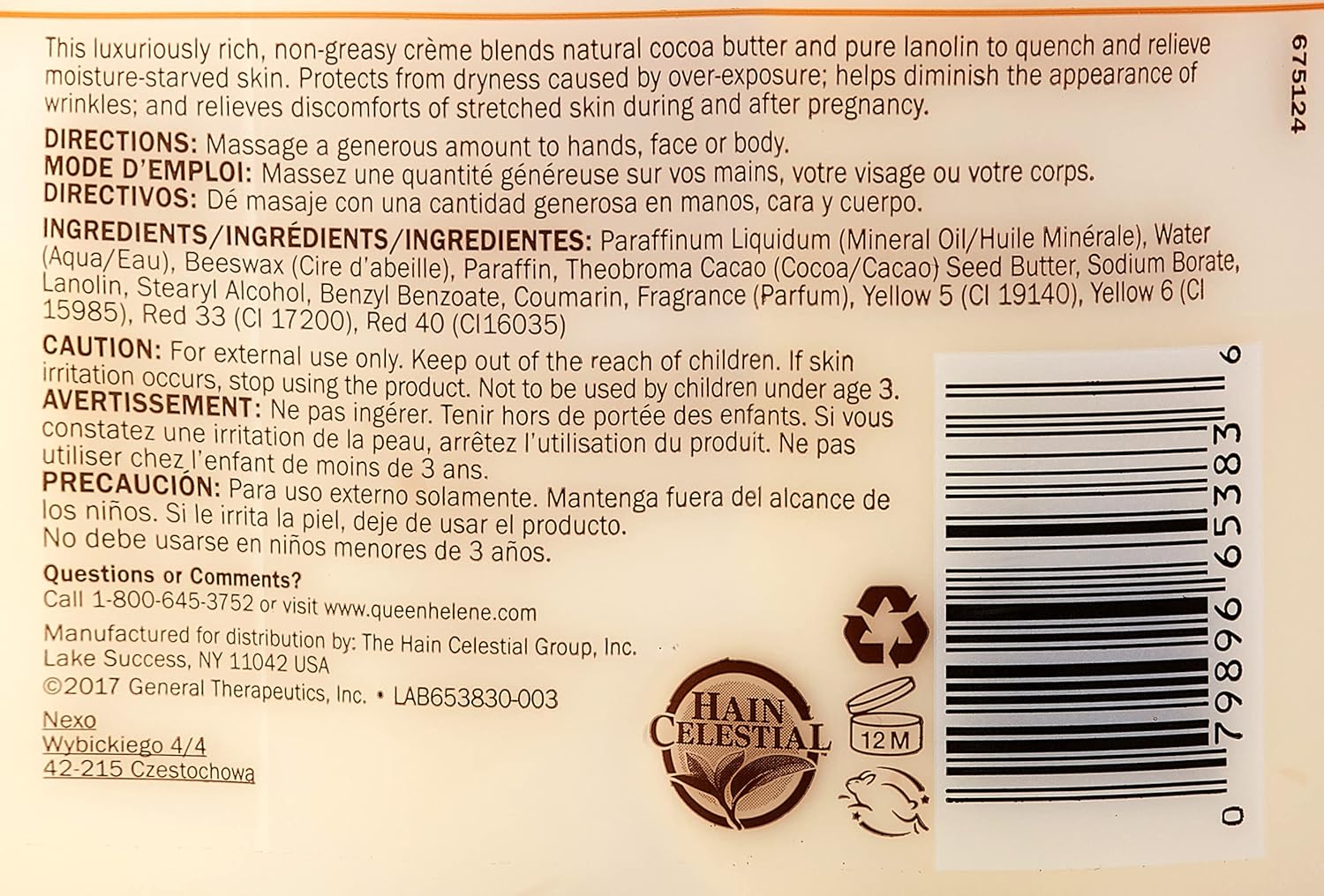 Queen Helene Cocoa Butter Face Plus Body Creme 425g