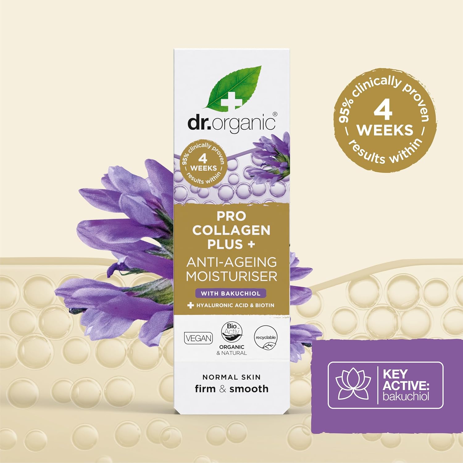 Dr Organic Pro Collagen Plus Anti Ageing Moisturiser With Bakuchiol 50ml