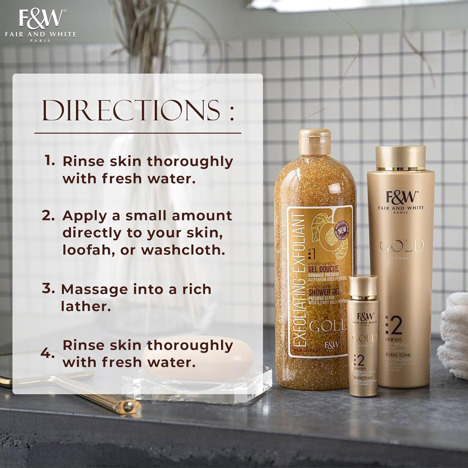F & W Gold Ultimate Exfoliating Prepare Shower Gel - 940ml