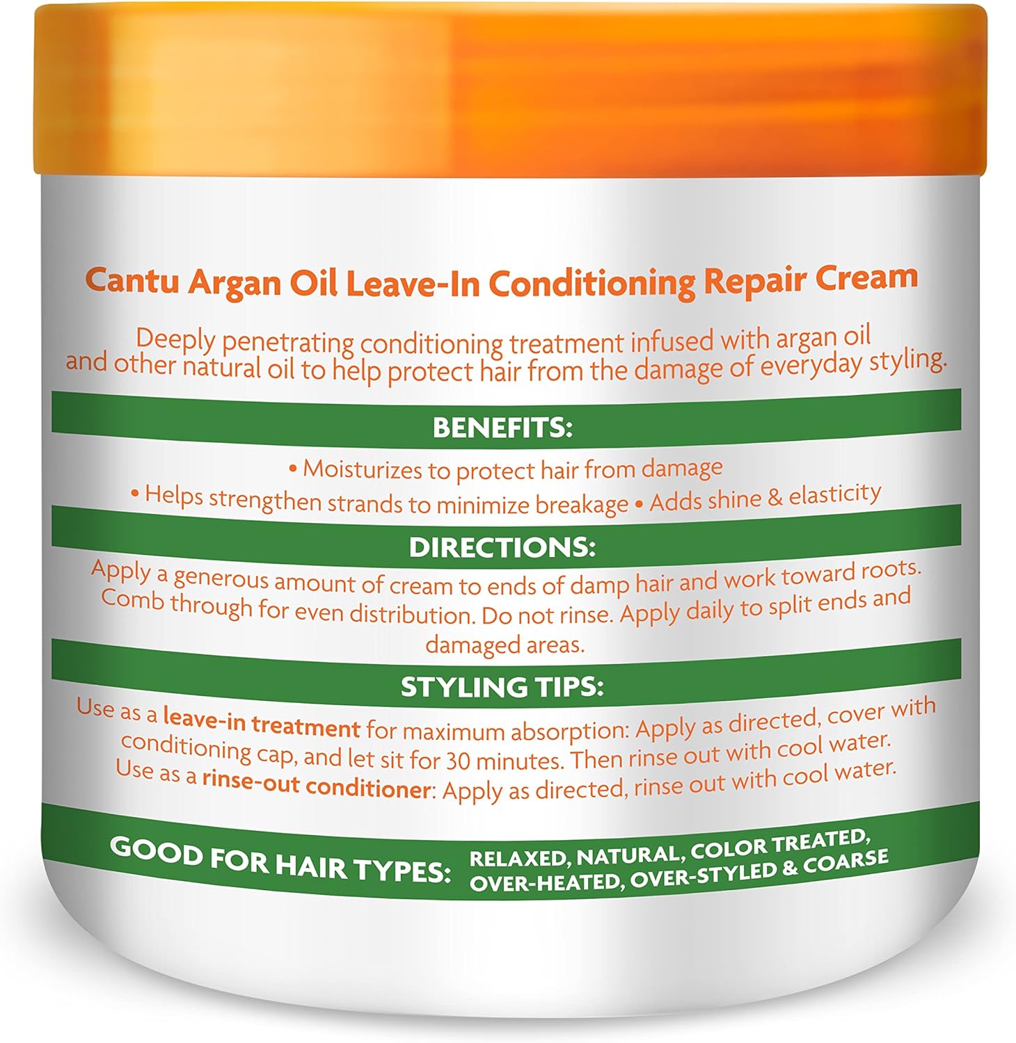 Cantu Argan Oil Leave In Conditioning Repair Cream 453g - Afro Hair Boutique