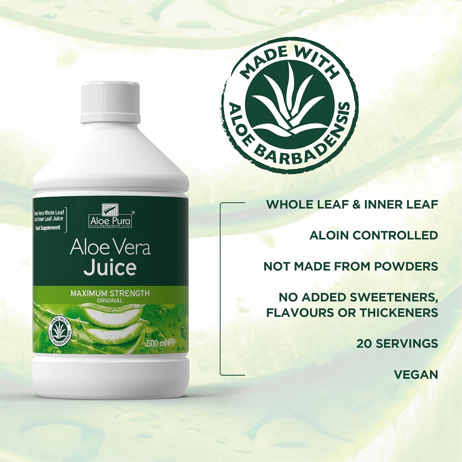 Optima Aloe Pura Aloe Vera Juice Max Strength 500ml