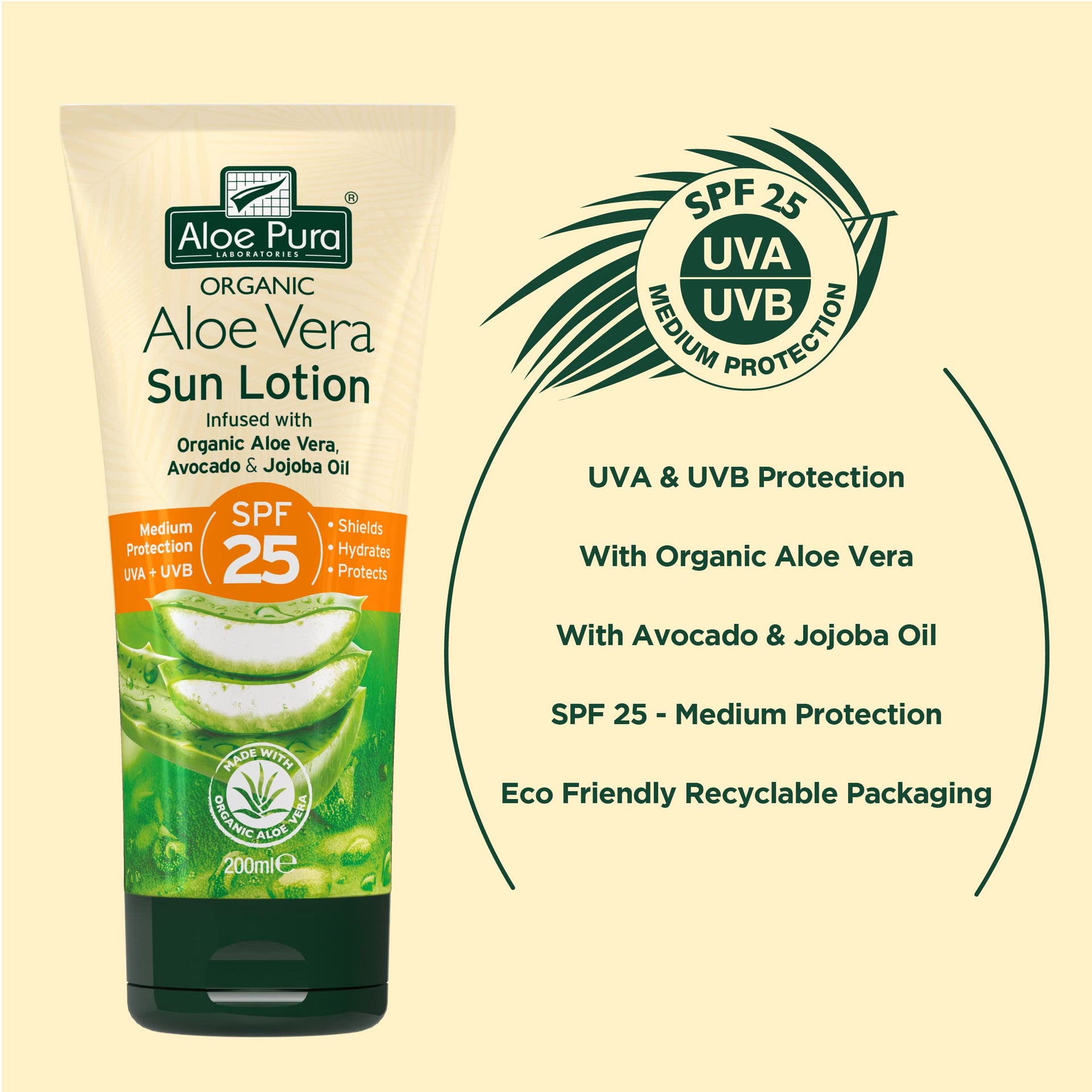 Aloe Pura Organic Aloe Vera Sun Lotion SPF15 200ml