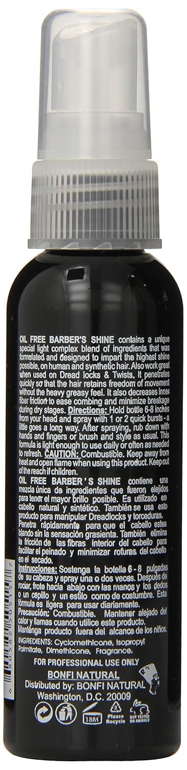 Bonfi Natural Oil Free Barber Shine Smoothing Shine Spray For Men 60ml / 237ml