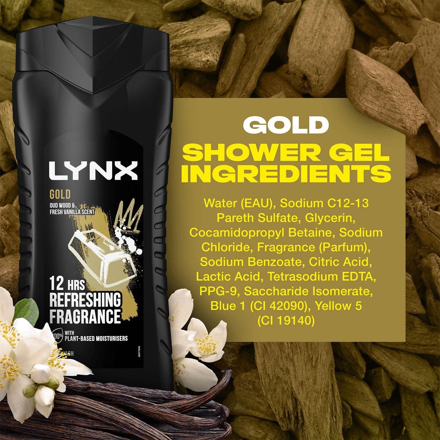 Lynx Gold Oud Wood And Dark Vanilla Sharpen Up Body Wash 500ml