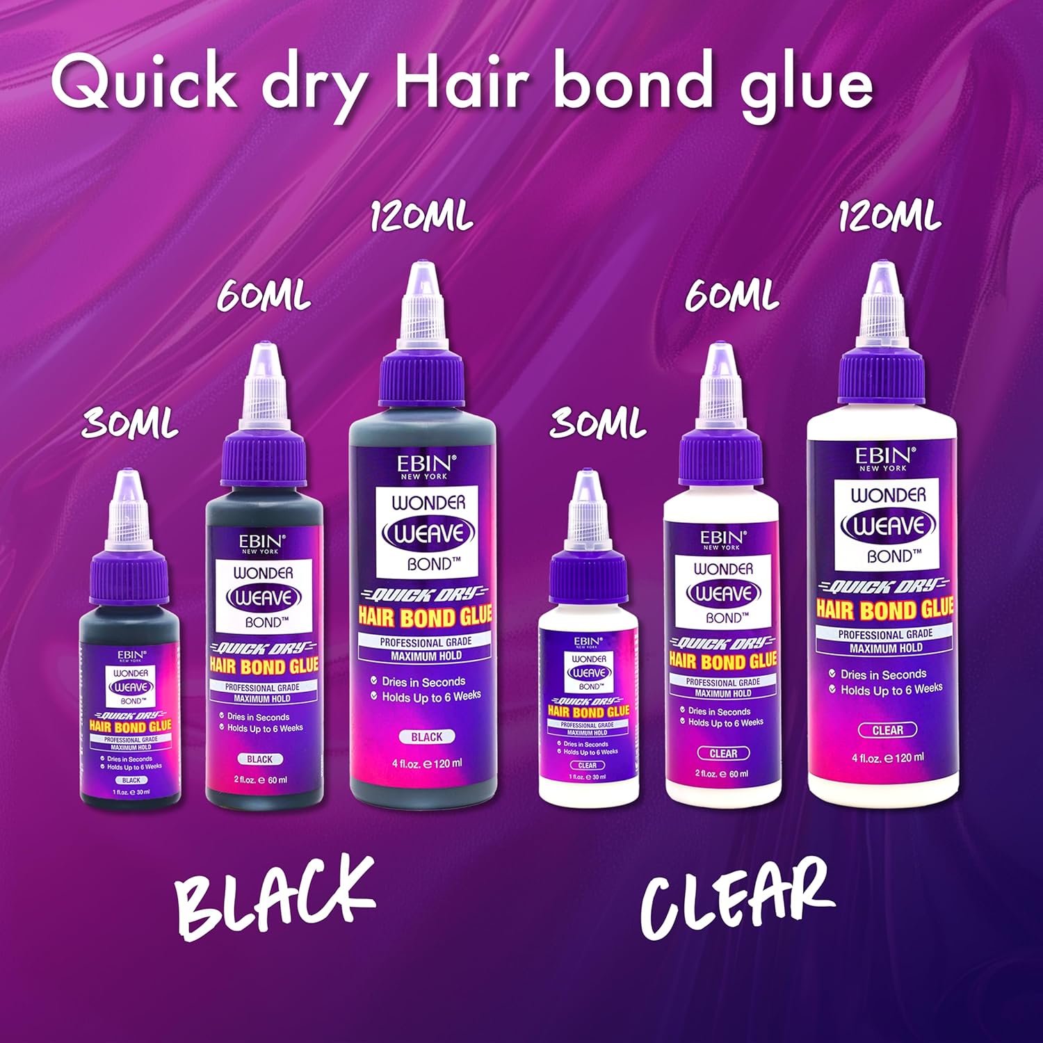 EBIN New York Wonder Weave Bond Hair Bond Glue Clear 30ml / 60ml - 120ml