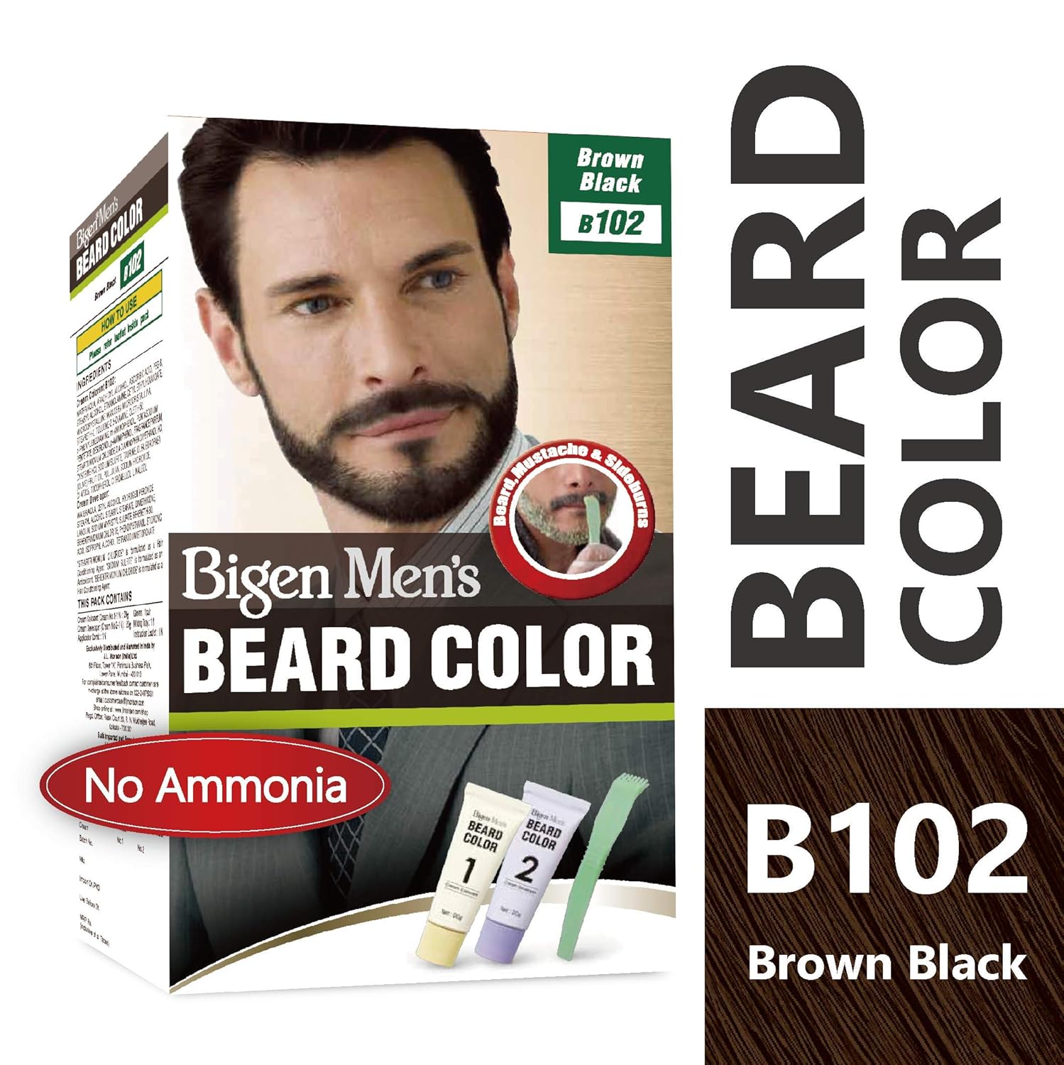 Bigen Mens Beard Colour Brown Black B102