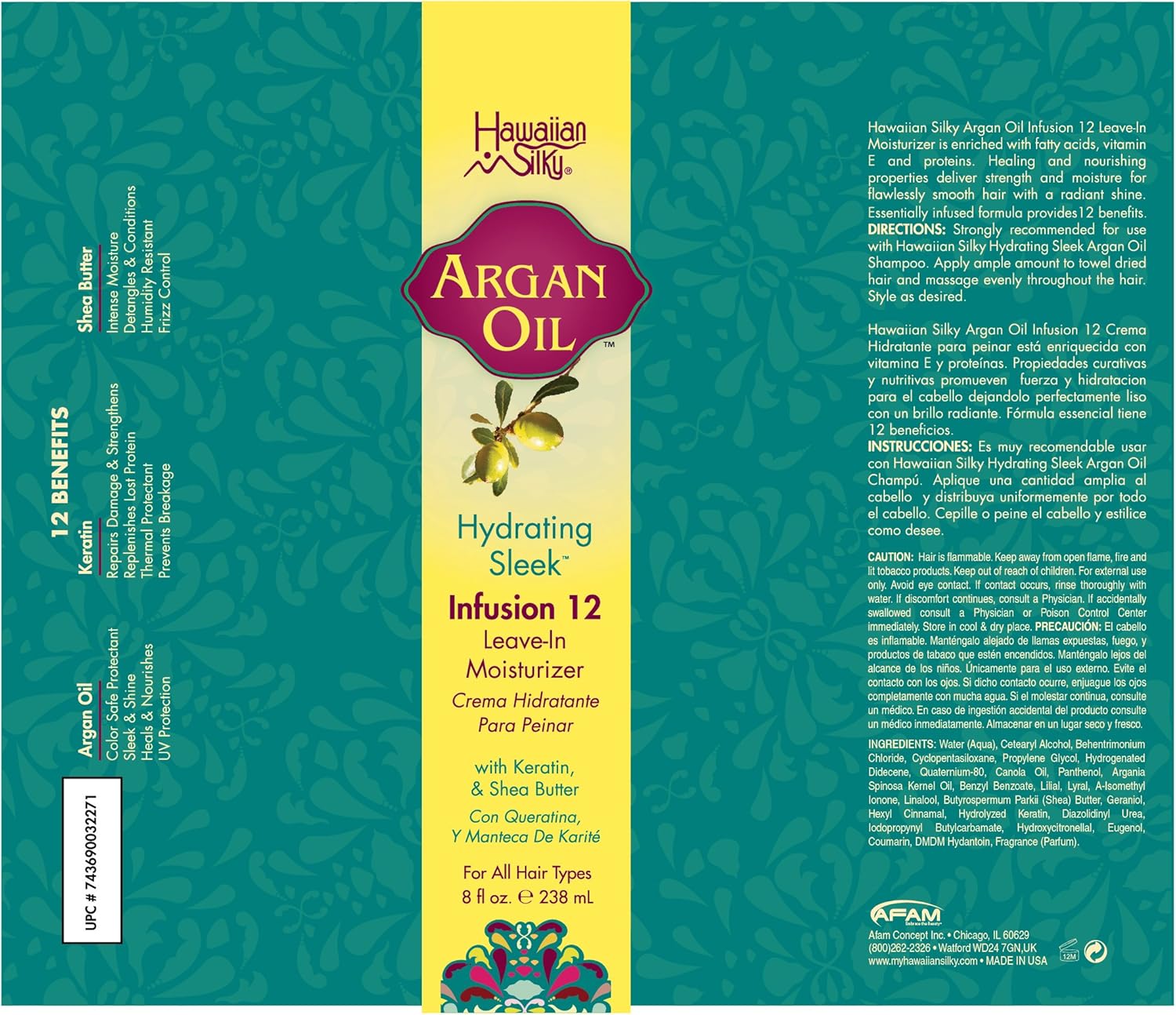 Hawaiian Silky Hydrating Sleek Infusion 12 Leave In Moisturizer 238ml