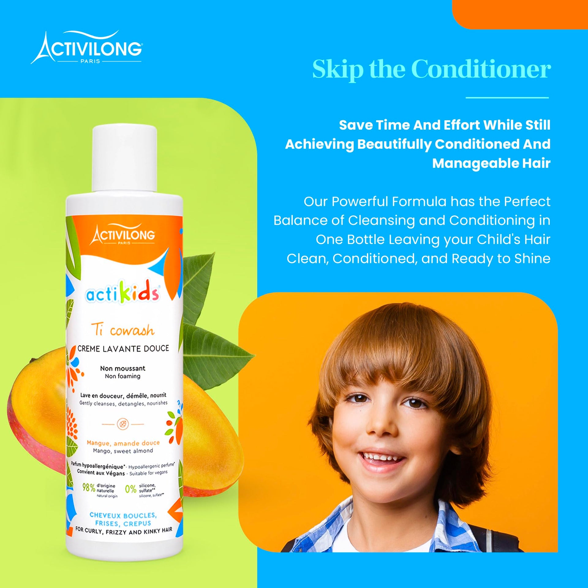 Activilong Non Foaming Cowash With Mango And Sweet Almond For Kids 240ml - Afro Hair Boutique