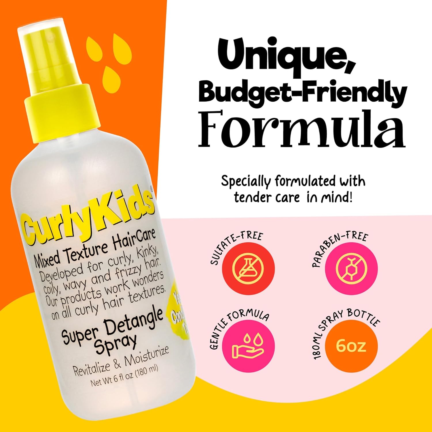 Advance Beauty Care Curly Kids Mixed Texture HairCare Super Detangle Spray 180ml