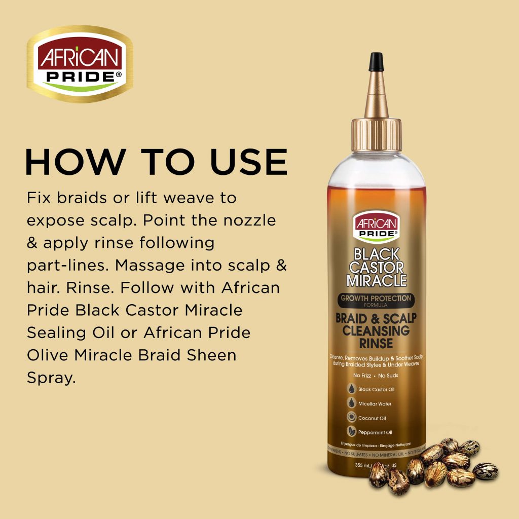 African Pride Black Castor Growth Protection Braid & Scalp Cleansing Rinse 355ml - Afro Hair Boutique