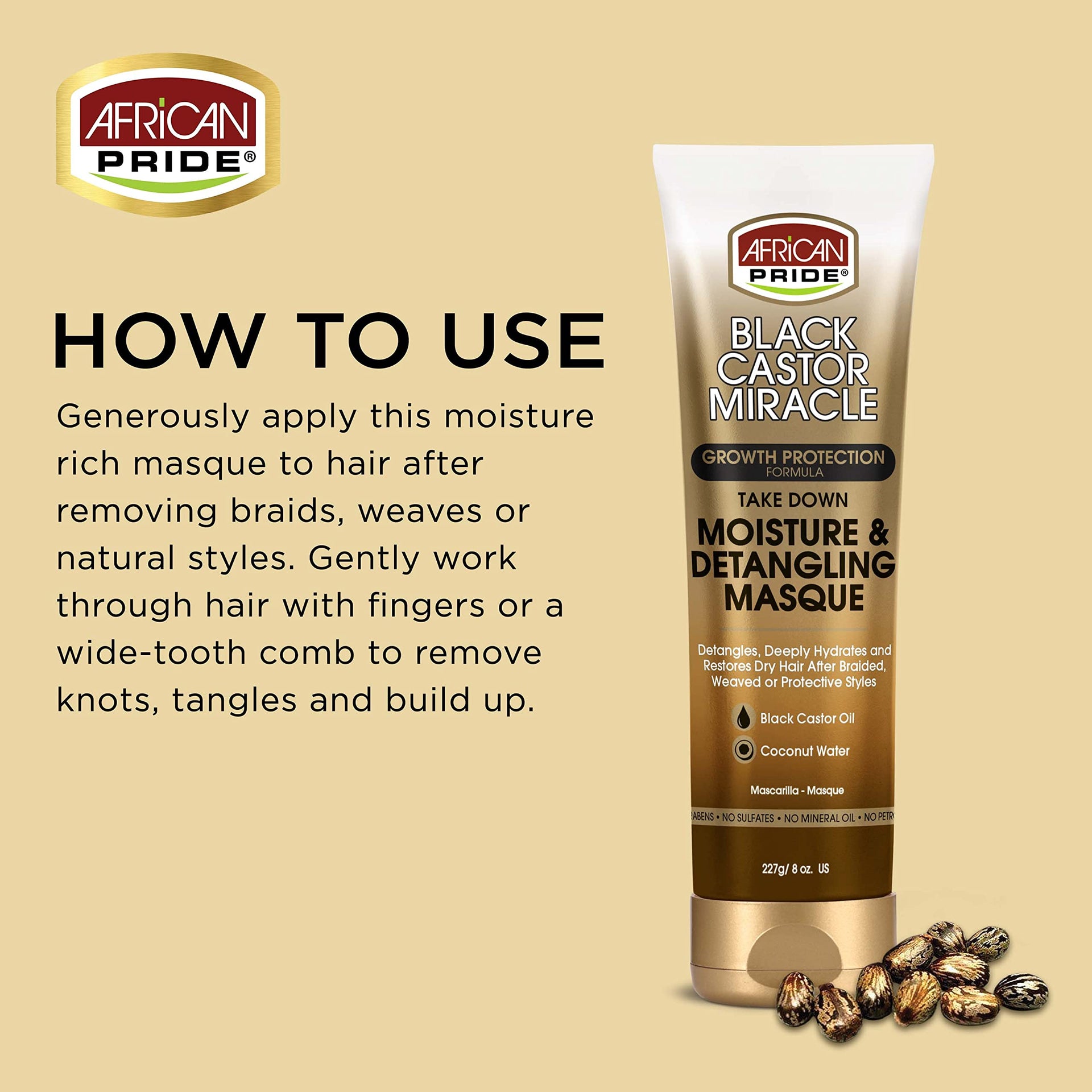 African Pride Black Castor Miracle Growth Protection Detangling Masque 270g - Afro Hair Boutique