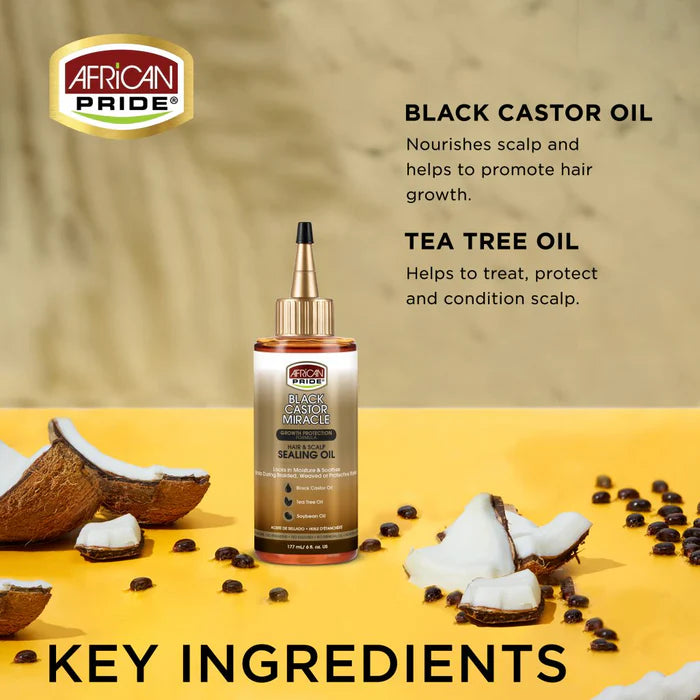 African Pride Black Castor Miracle Hair And Scalp Sealing Oil 177ml - Afro Hair Boutique