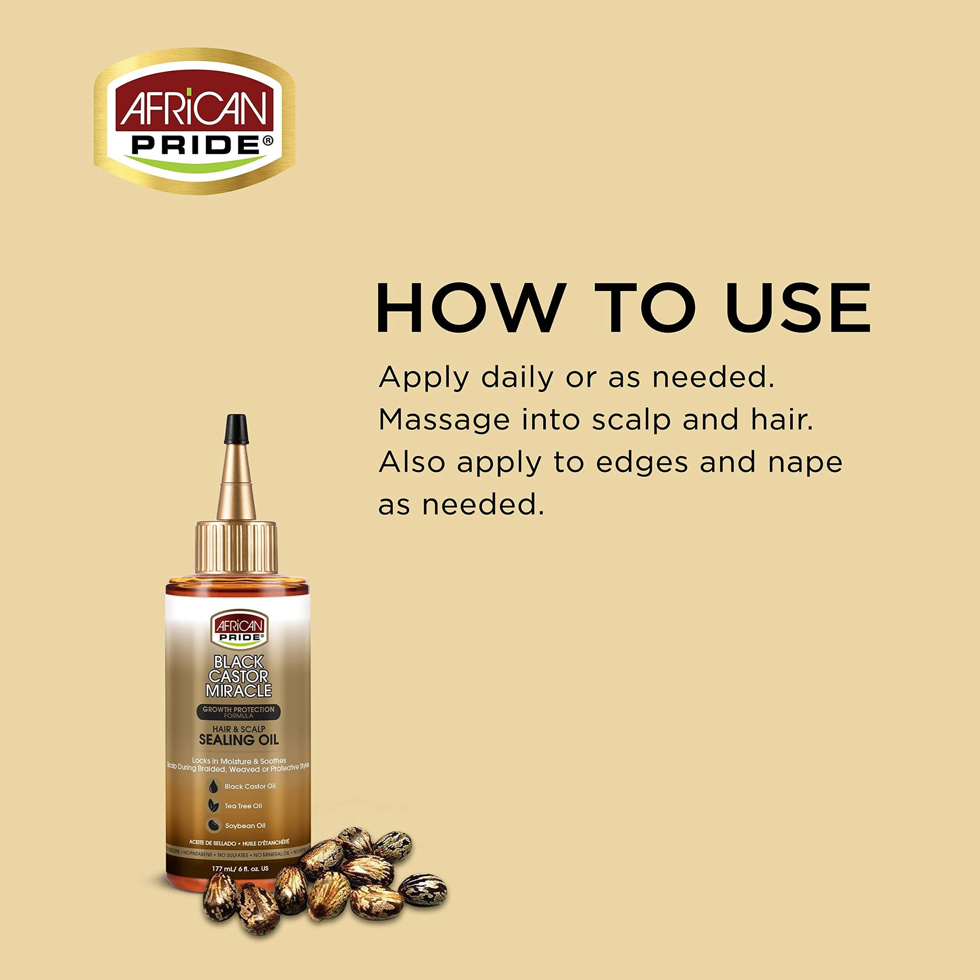 African Pride Black Castor Miracle Hair And Scalp Sealing Oil 177ml - Afro Hair Boutique