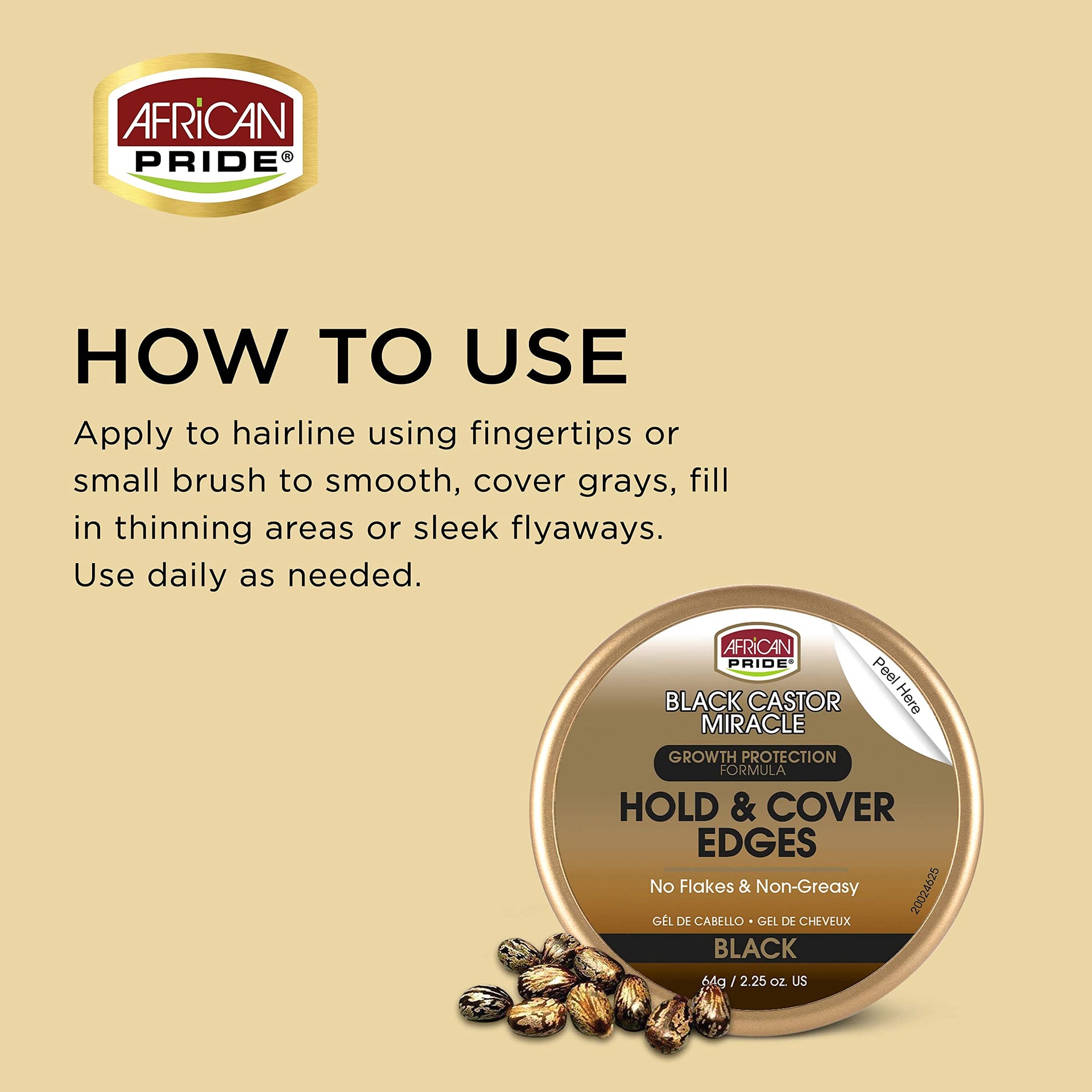 African Pride Black Castor Miracle Hold And Cover Edges Growth Protection 64g - Afro Hair Boutique