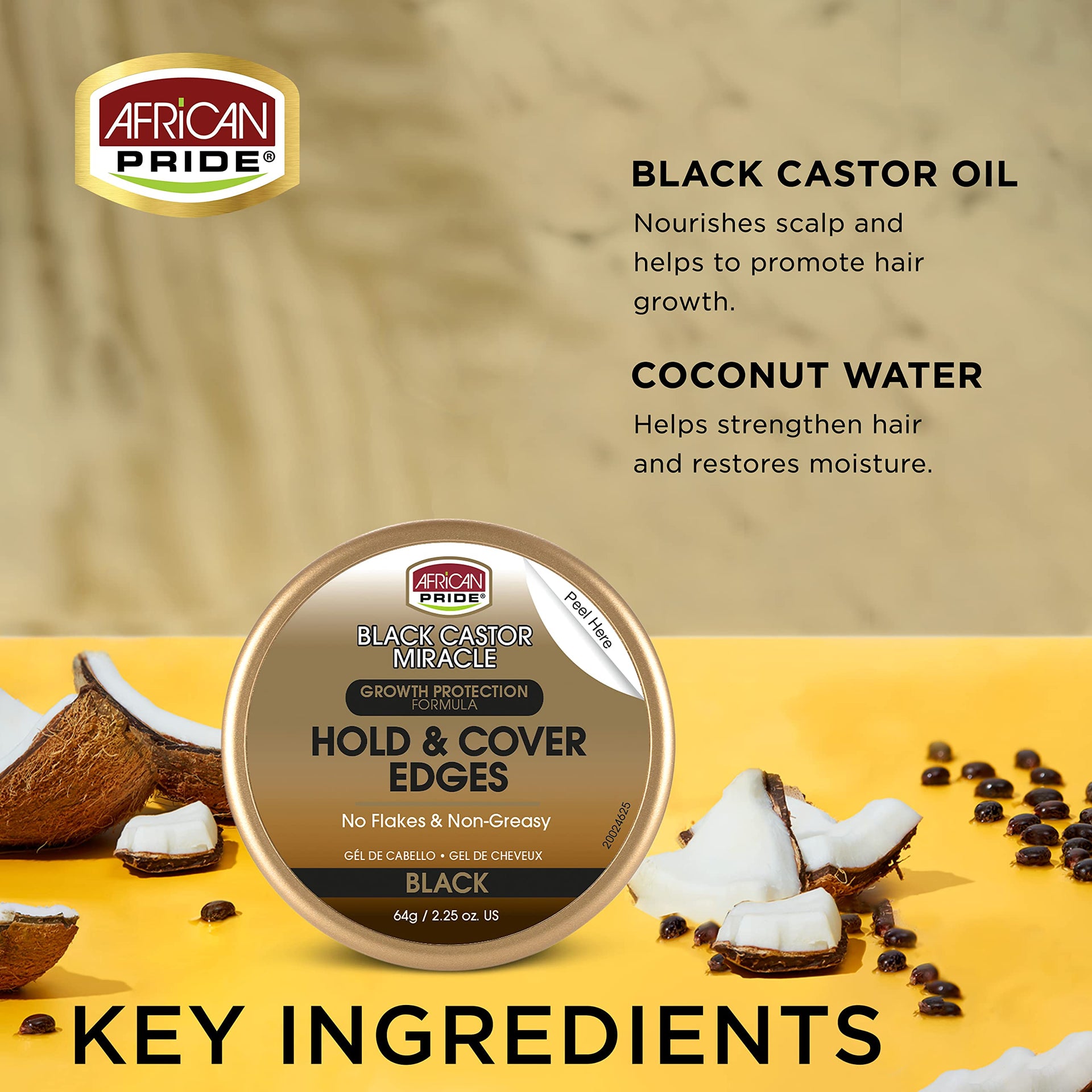 African Pride Black Castor Miracle Hold And Cover Edges Growth Protection 64g - Afro Hair Boutique