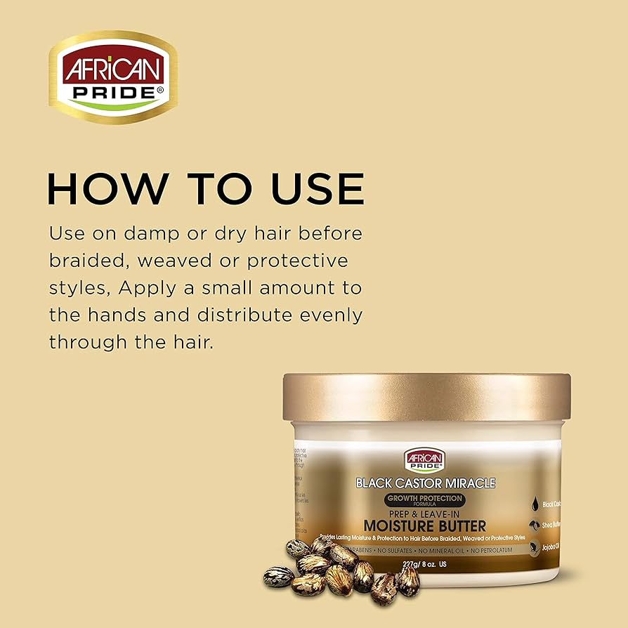 African Pride Black Castor Miracle Prep And Leave In Moisture Butter 227g - Afro Hair Boutique