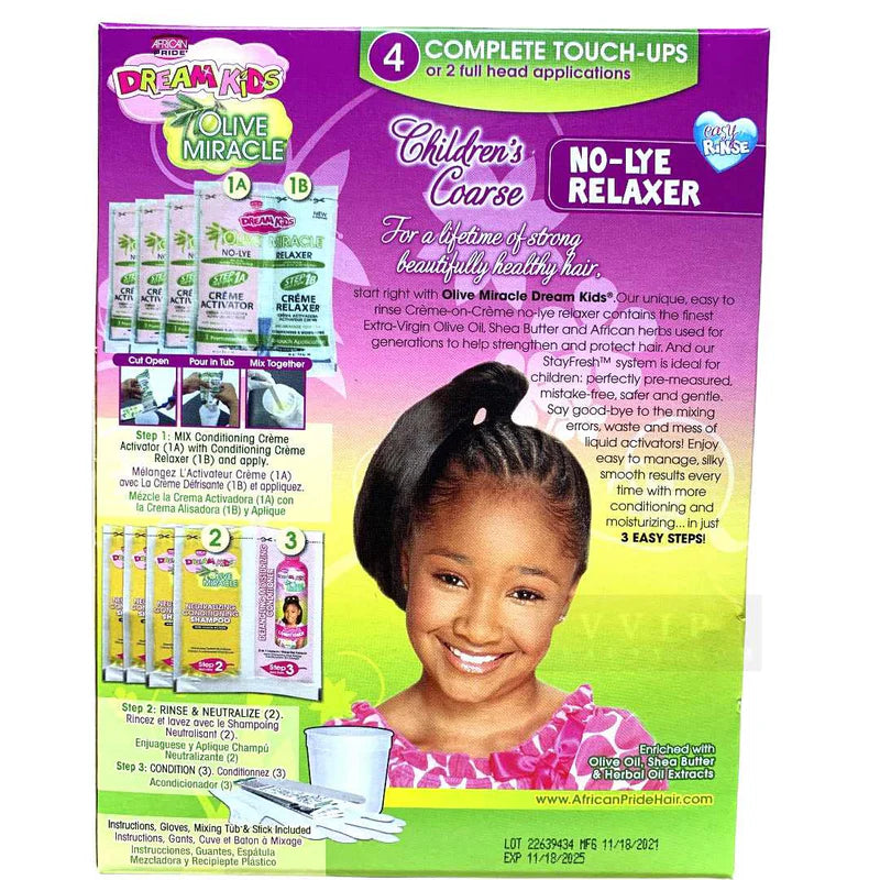 African Pride Dream Kids Olive Miracle Creme On Creme No Lye Relaxer 4 Touch Up