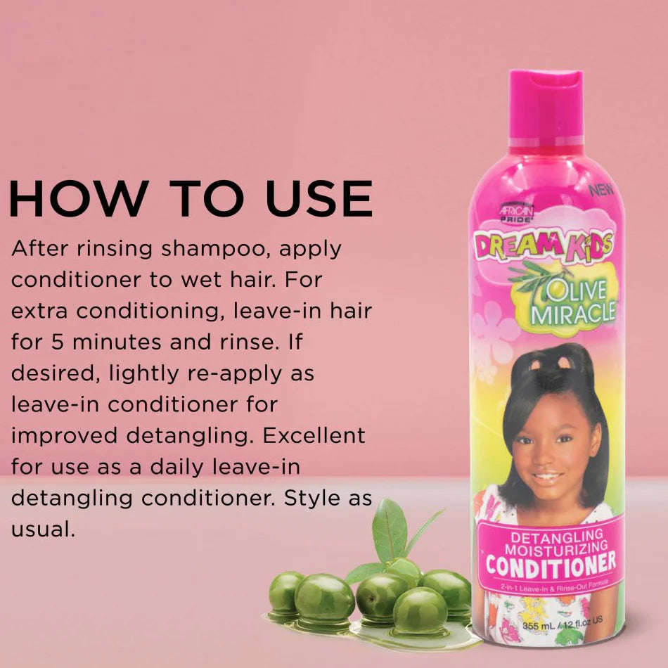 African Pride Dream Kids Olive Miracle Detangling Moisturizing Conditioner 355ml - Afro Hair Boutique