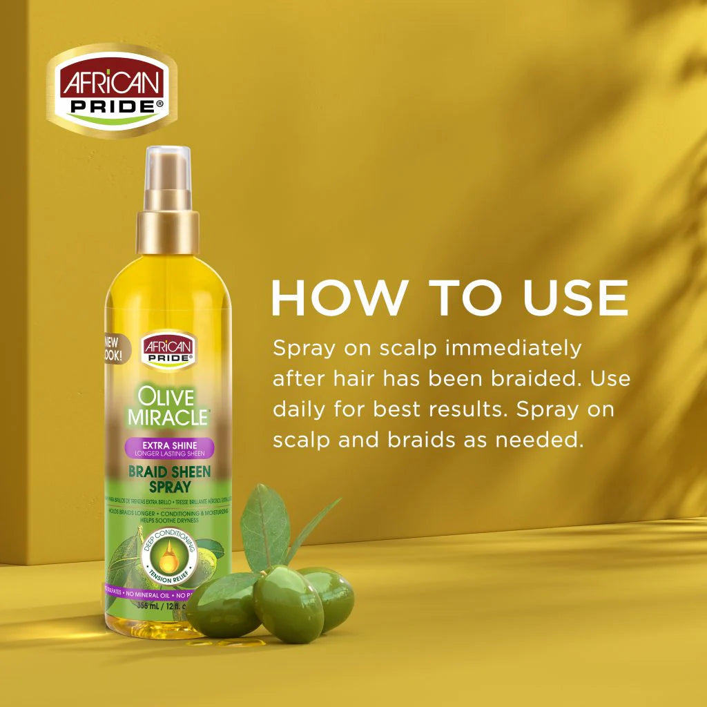 African Pride Extra Shine Braid Sheen Spray 355ml - Afro Hair Boutique