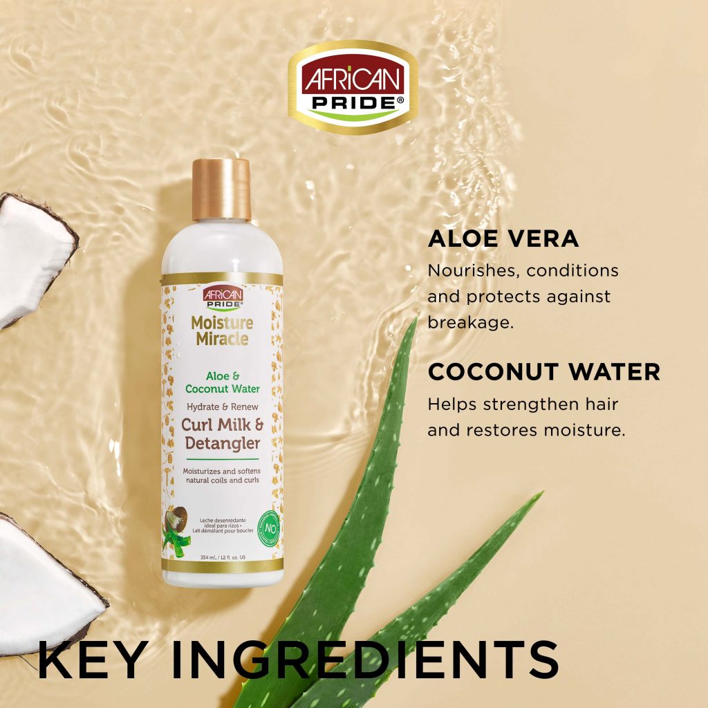 African Pride Moisture Miracle Aloe & Coconut Water Curl Milk & Detangler 354ml - Afro Hair Boutique