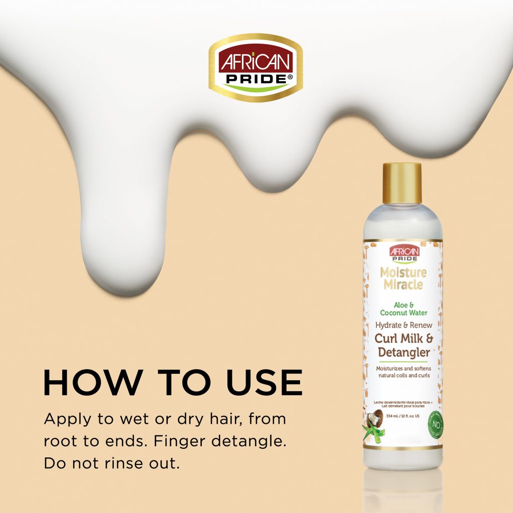 African Pride Moisture Miracle Aloe & Coconut Water Curl Milk & Detangler 354ml - Afro Hair Boutique