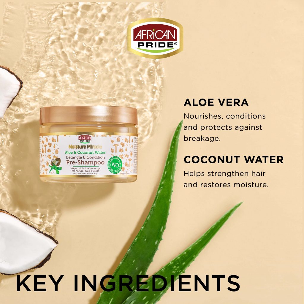 African Pride Moisture Miracle Aloe Coconut Water Pre Shampoo 340g - Afro Hair Boutique