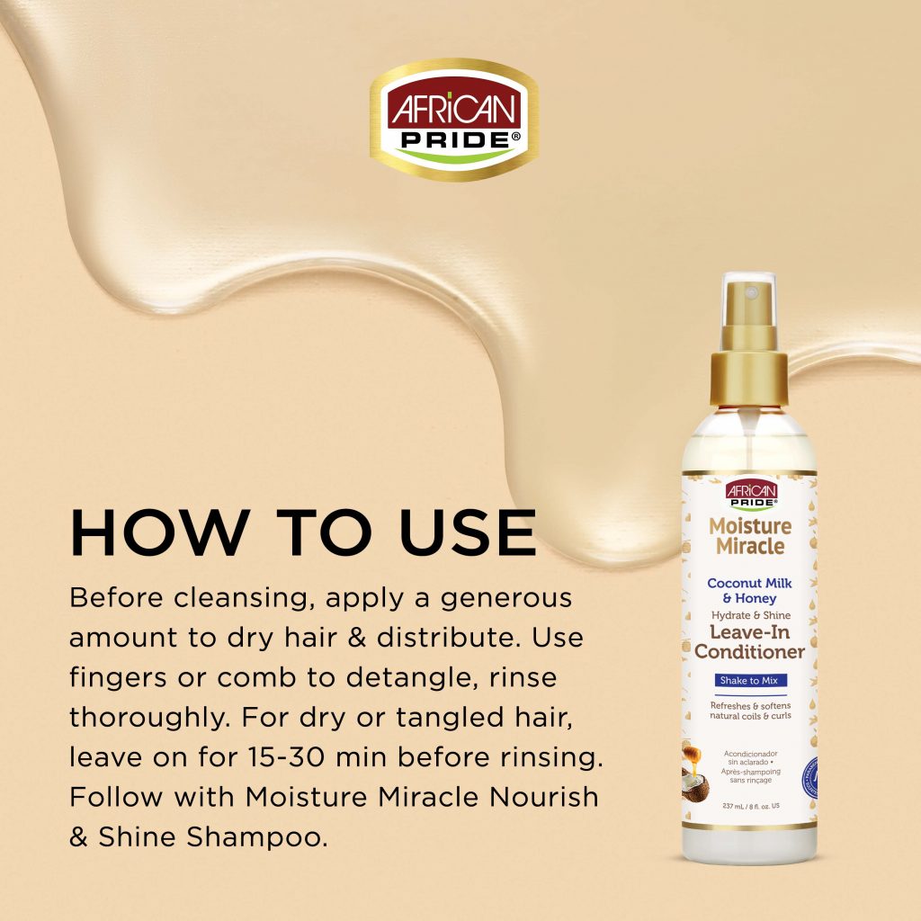 African Pride Moisture Miracle Coconut Milk And Honey Leave In Conditioner 237ml - Afro Hair Boutique