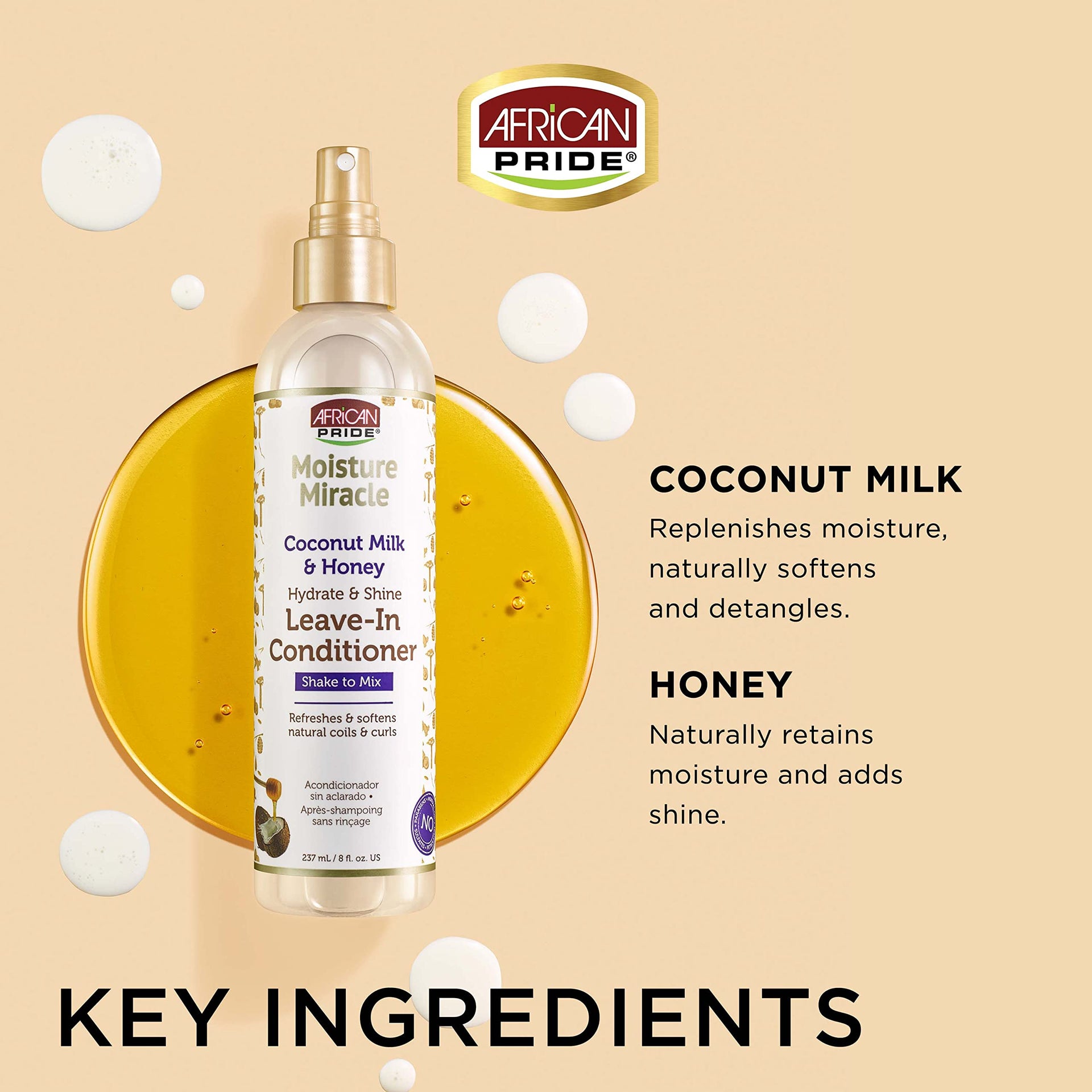 African Pride Moisture Miracle Coconut Milk And Honey Leave In Conditioner 237ml - Afro Hair Boutique