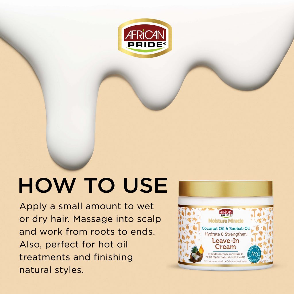 African Pride Moisture Miracle Coconut Oil And Boabab Oil Leave In Cream 425g - Afro Hair Boutique