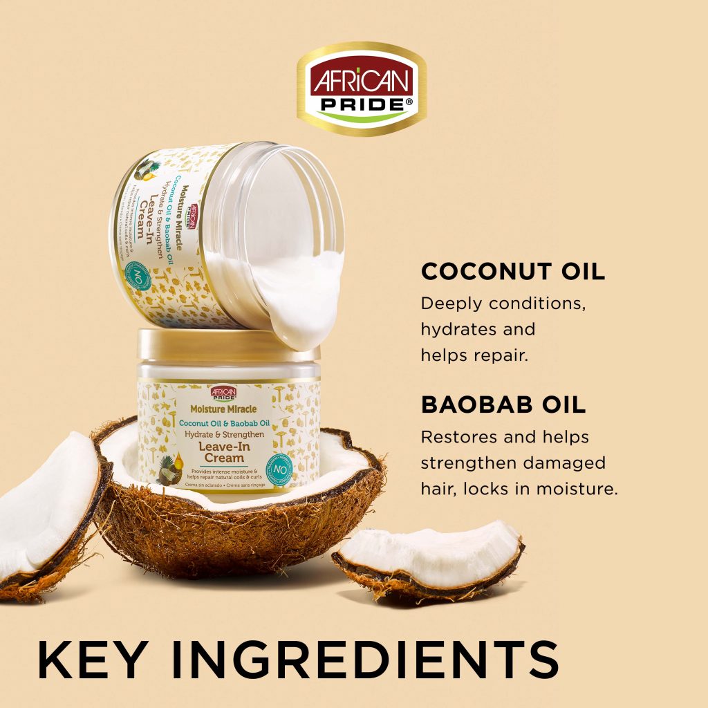 African Pride Moisture Miracle Coconut Oil And Boabab Oil Leave In Cream 425g - Afro Hair Boutique