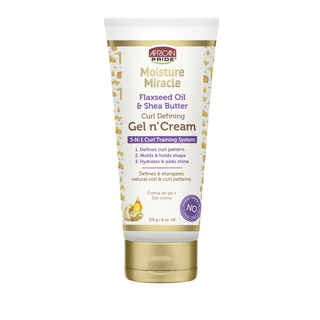 African Pride Moisture Miracle Flaxseed Oil And Shea Butter Gel N Cream 170g - Afro Hair Boutique