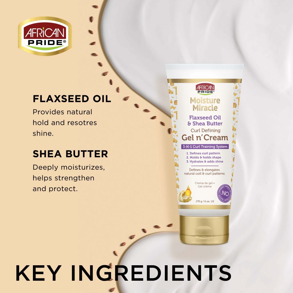 African Pride Moisture Miracle Flaxseed Oil And Shea Butter Gel N Cream 170g - Afro Hair Boutique