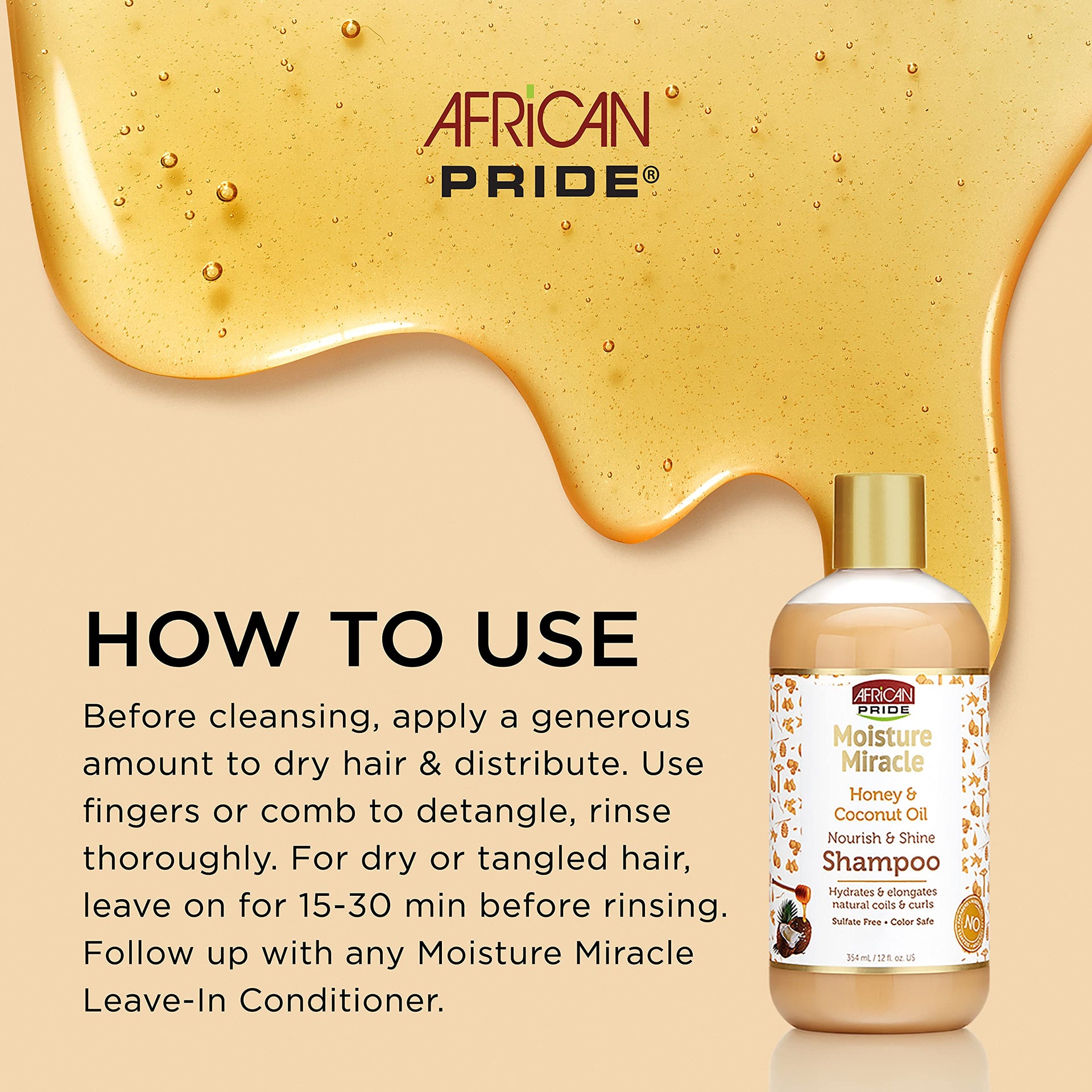 African Pride Moisture Miracle Honey And Coconut Oil Shampoo 354ml / 473ml - Afro Hair Boutique