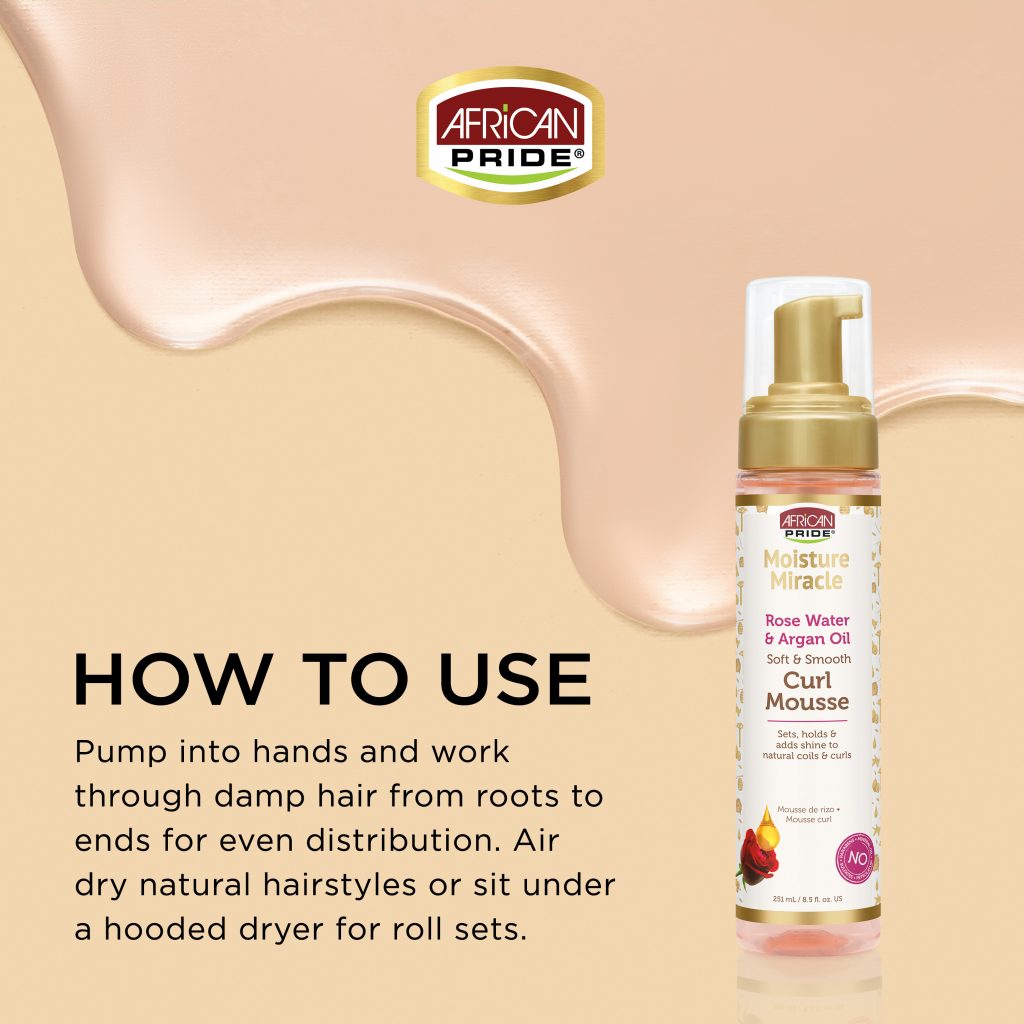 African Pride Moisture Miracle Rose Water And Argan Oil Curl Mousse 251ml - Afro Hair Boutique