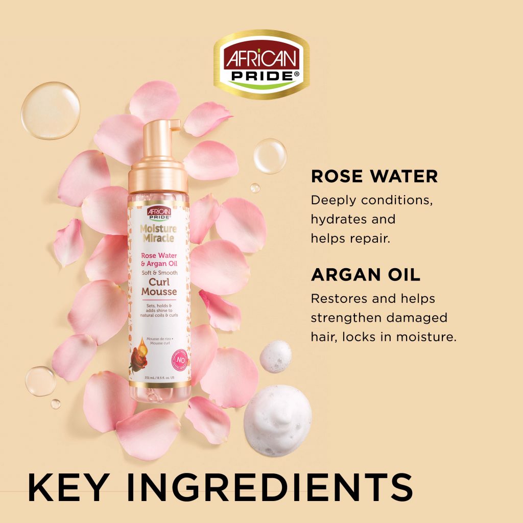 African Pride Moisture Miracle Rose Water And Argan Oil Curl Mousse 251ml - Afro Hair Boutique