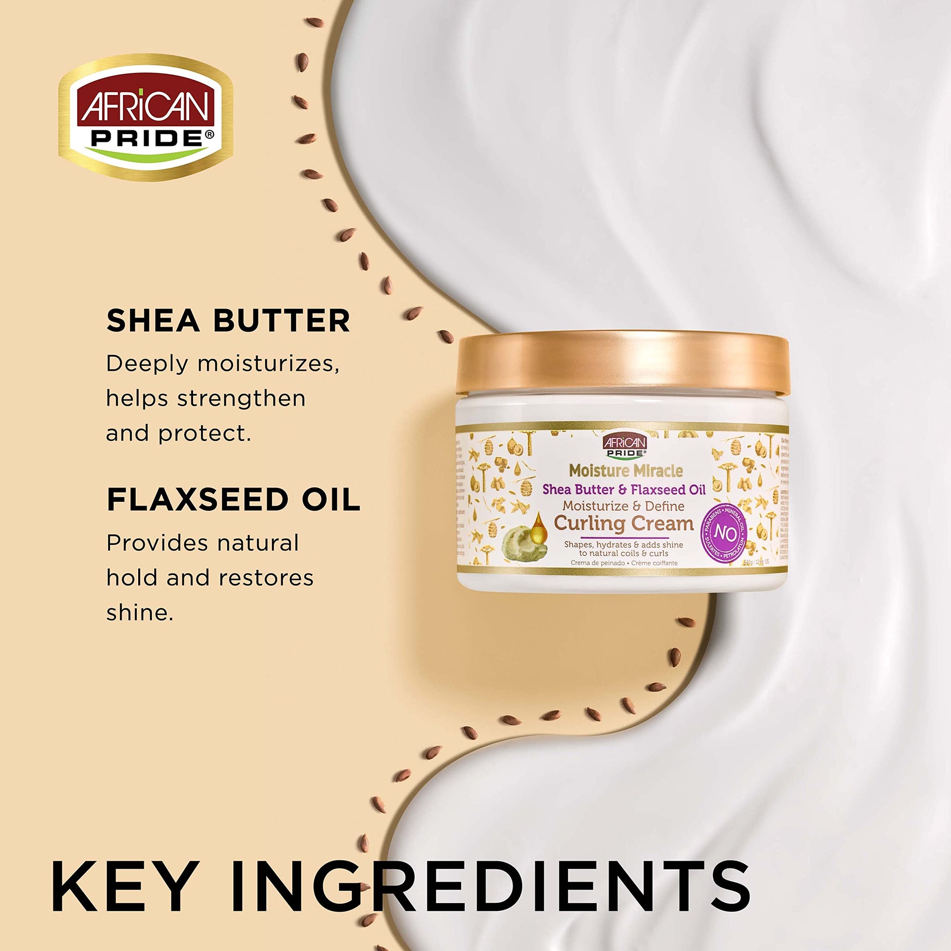 African Pride Moisture Miracle Shea Butter And Flaxseed Oil Curling Cream 340g - Afro Hair Boutique