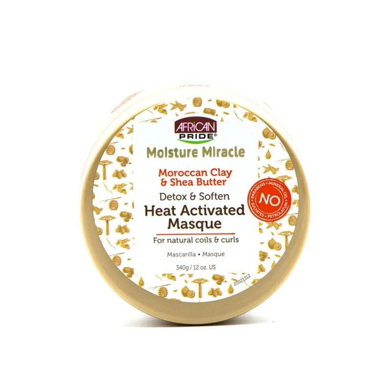 African Pride Moisture Moroccan Clay & Shea Butter Heat Activated Masque 340g - Afro Hair Boutique
