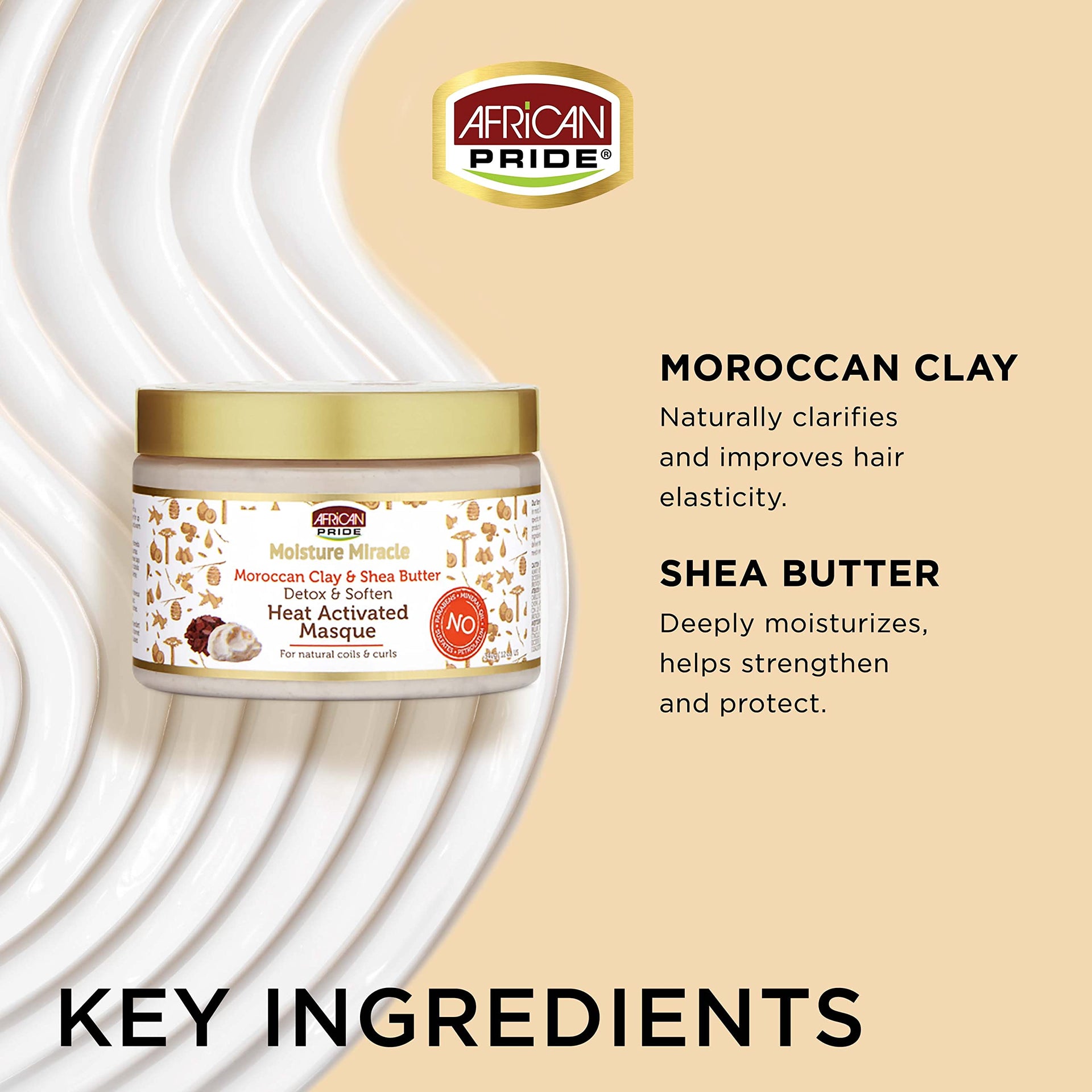 African Pride Moisture Moroccan Clay & Shea Butter Heat Activated Masque 340g - Afro Hair Boutique