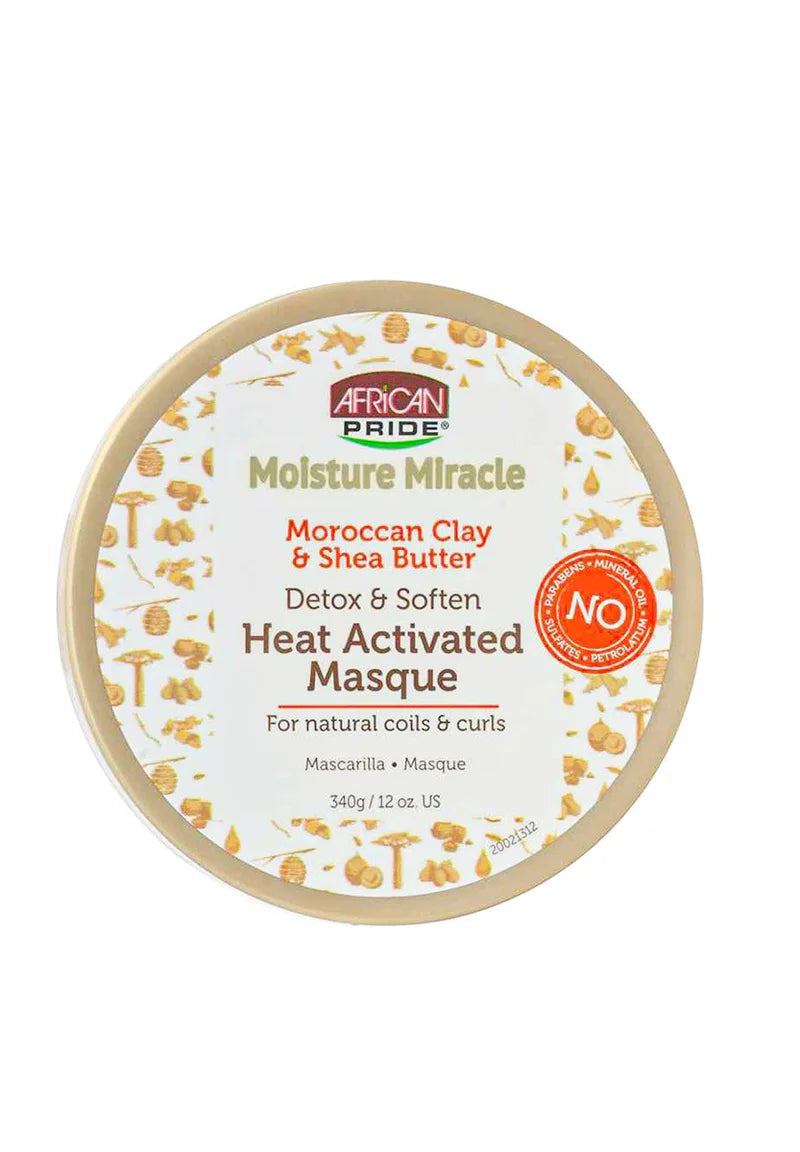 African Pride Moisture Moroccan Clay & Shea Butter Heat Activated Masque 340g - Afro Hair Boutique