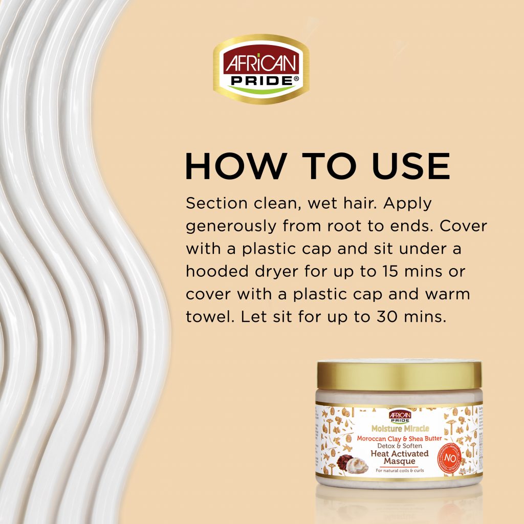 African Pride Moisture Moroccan Clay & Shea Butter Heat Activated Masque 340g - Afro Hair Boutique