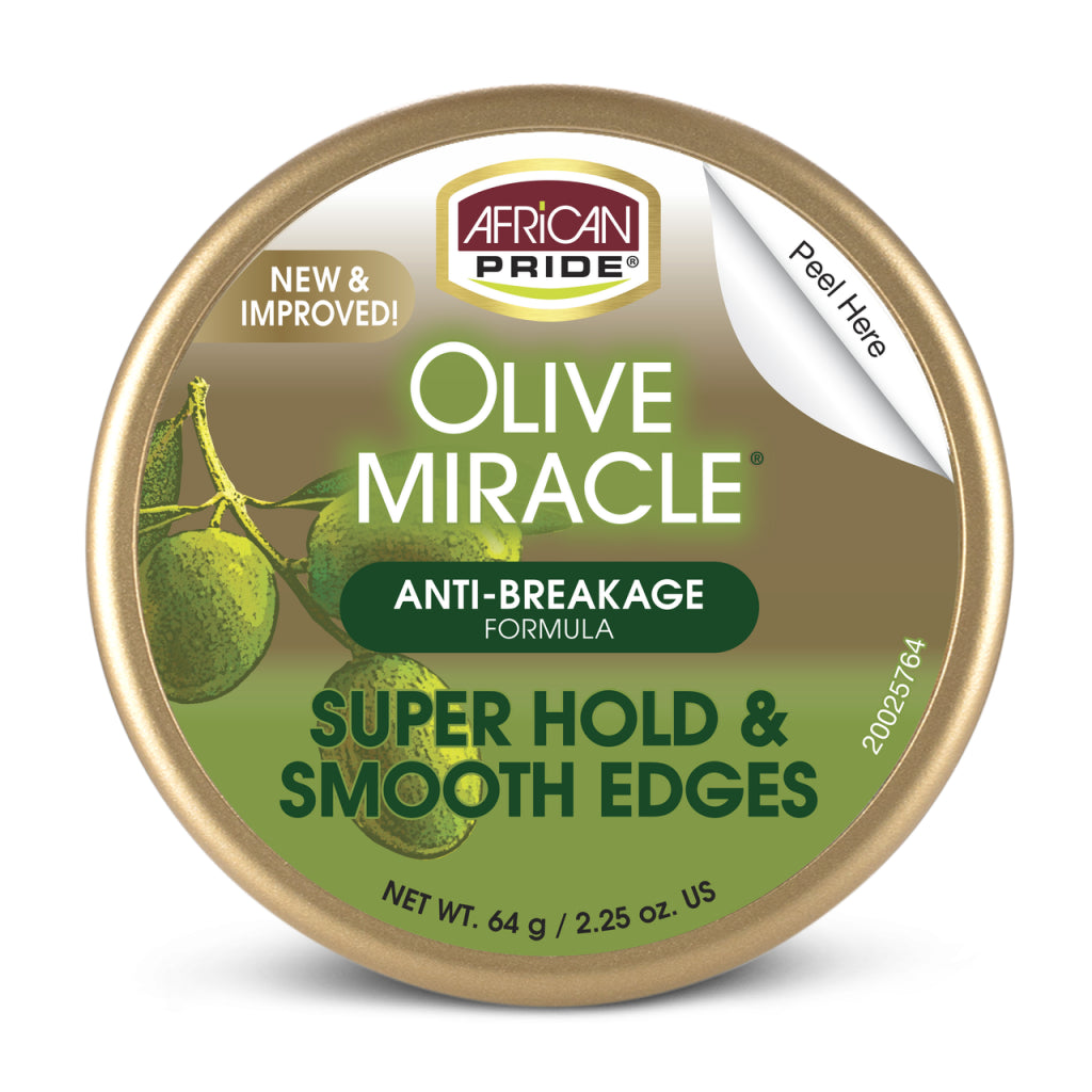 African Pride Olive Miracle Anti-Breakage Super Hold Smooth Edges Hair Gel 64g - Afro Hair Boutique