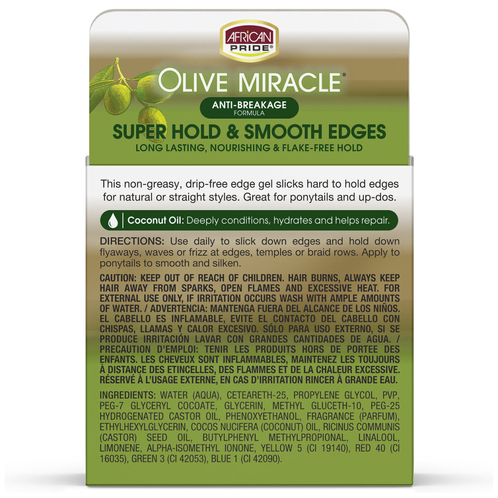 African Pride Olive Miracle Anti-Breakage Super Hold Smooth Edges Hair Gel 64g - Afro Hair Boutique