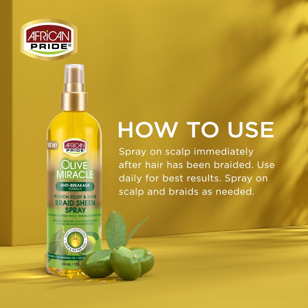 African Pride Olive Miracle Anti-Breakage Braid Sheen Spray 355ml