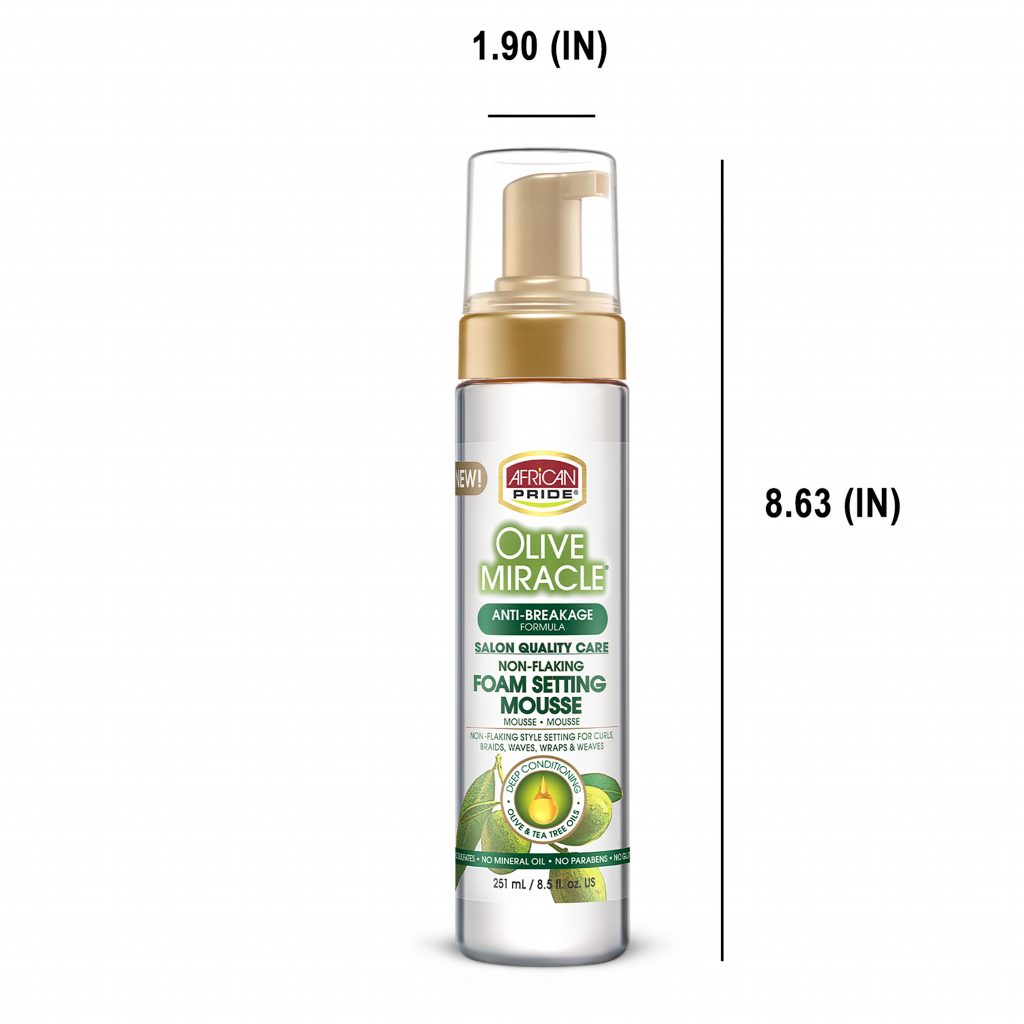 African Pride Olive Miracle Anti Breakage Foam Setting Mousse 251ml - Afro Hair Boutique