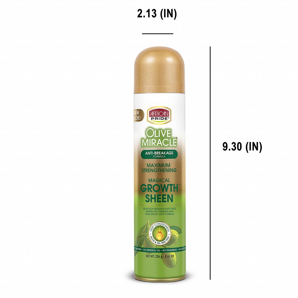 African Pride Olive Miracle Maximum Strengthening Growth Sheen Spray 226g - Afro Hair Boutique