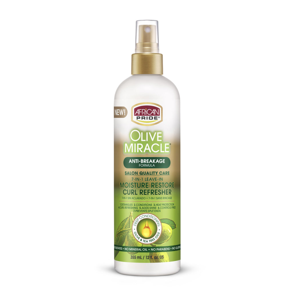 African Pride Olive Miracle Moisture Restore Curl Refresher 355ml - Afro Hair Boutique